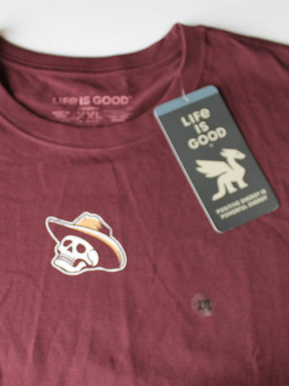 Life is Good Shirt Womens XXL NWT Black Cowboy Skeleton Hat Crusher Tee Graphic